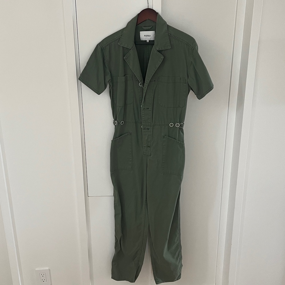 Pistola Olive Green short sleeve Jumpsuit size S - Picture 3 of 14